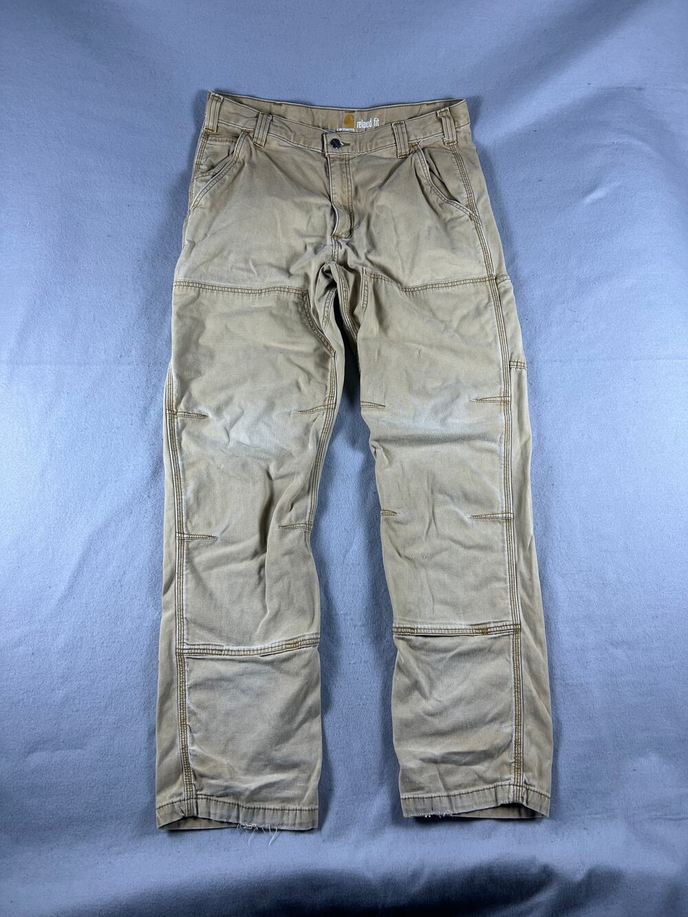 Carhartt Carpenter Pants Mens 36x34 Tan Double Knee Canvas Relaxed Fit Workwear